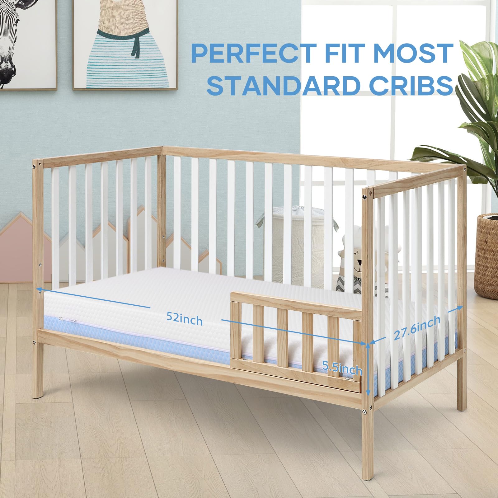 Mattress Dual Sided Memory Foam Baby Toddler Bed Mattress,