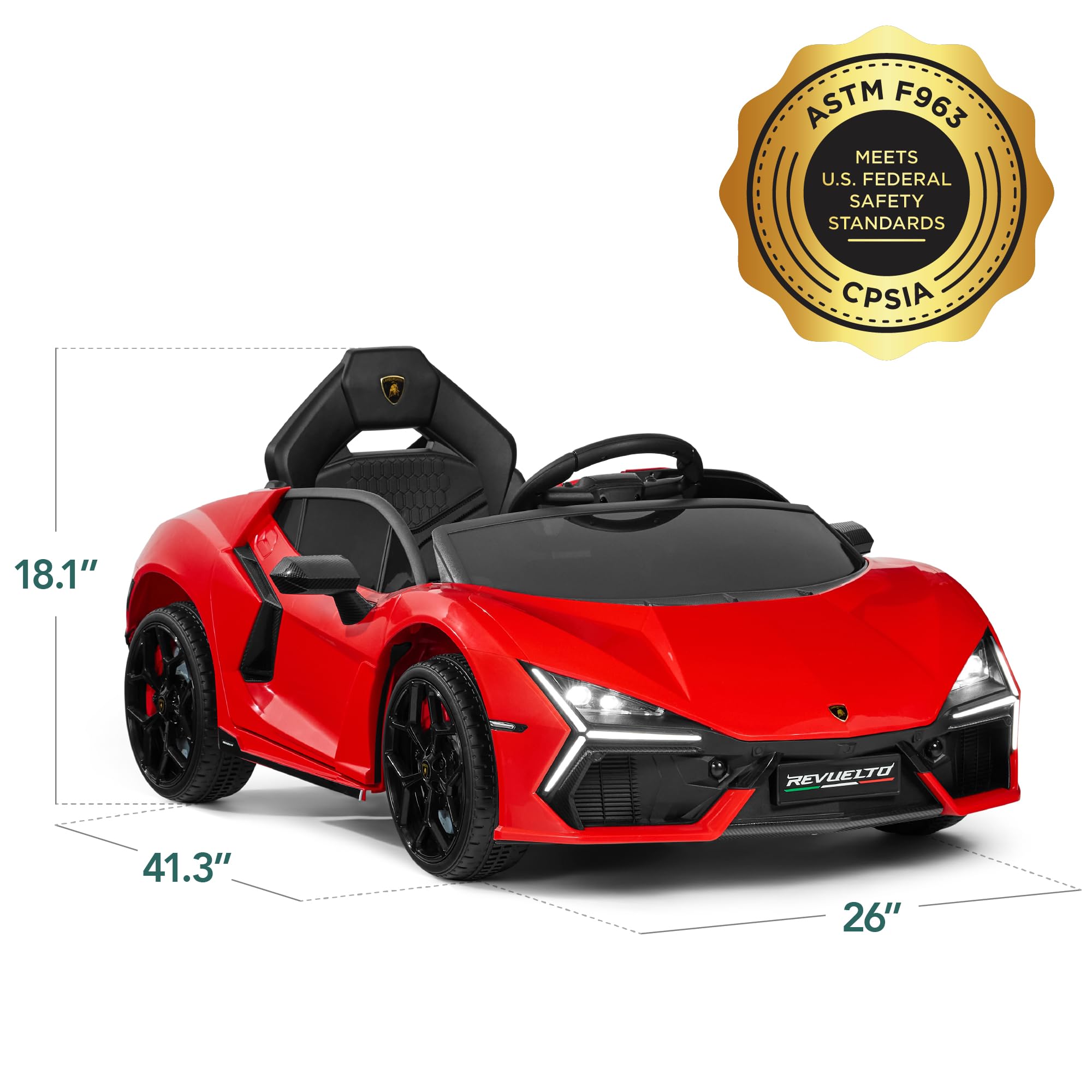 Best Choice Products Licensed Lamborghini Revuelto Kids 12V Electric Ride On Car Toy w/ 66lb Weight Capacity, Parent Control, Bluetooth - Red