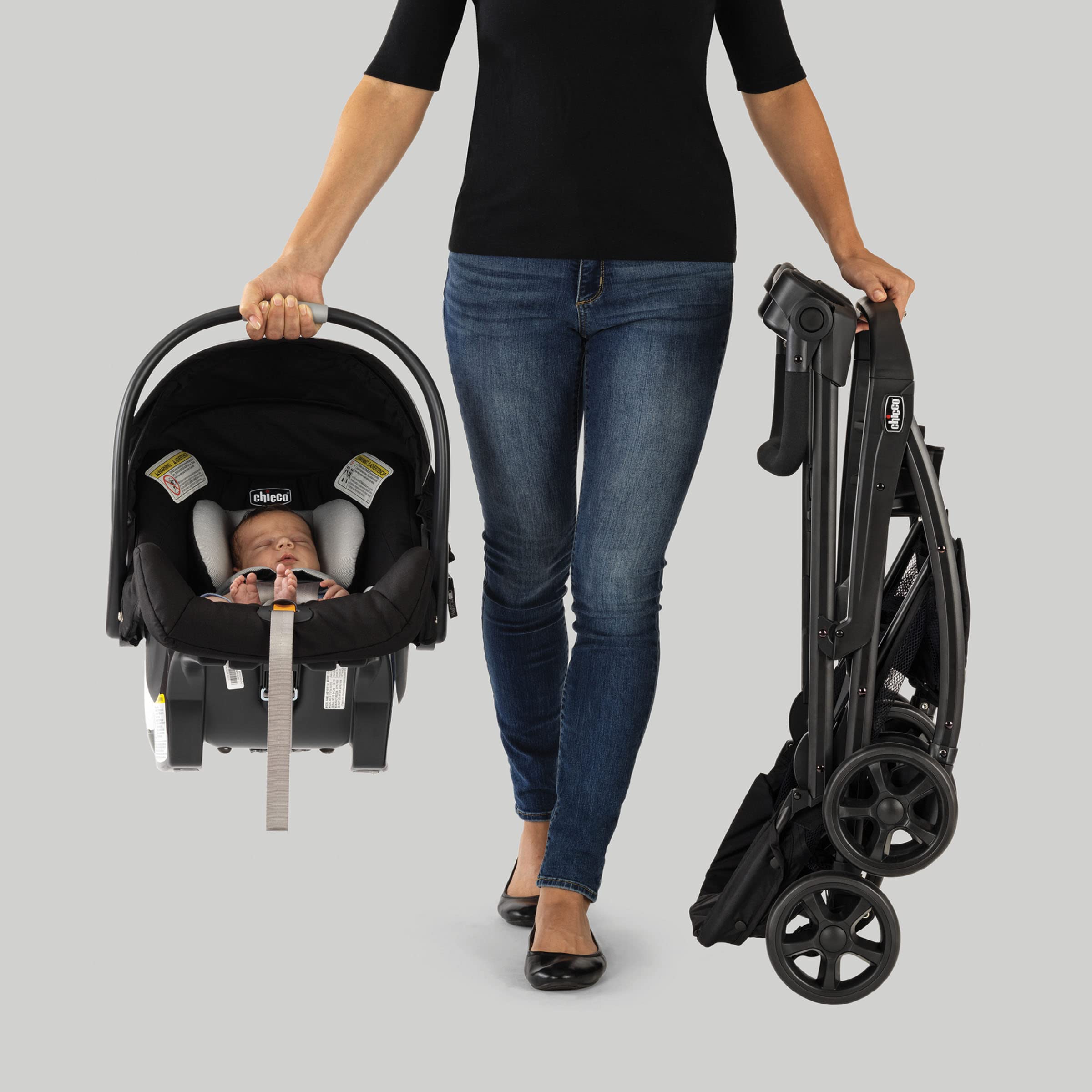 KeyFit Caddy Frame Stroller, Accepts All Chicco Infant Car Seats, Adjustable Handle