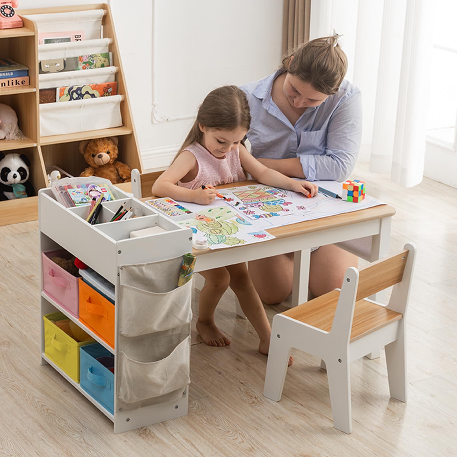 Kids Art Table and Chair Set with Storage