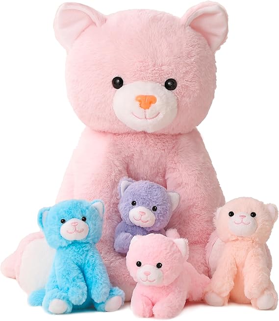 5 Pieces Dog Stuffed Animals for Girls,1 Mommy Dog with 4 Babies