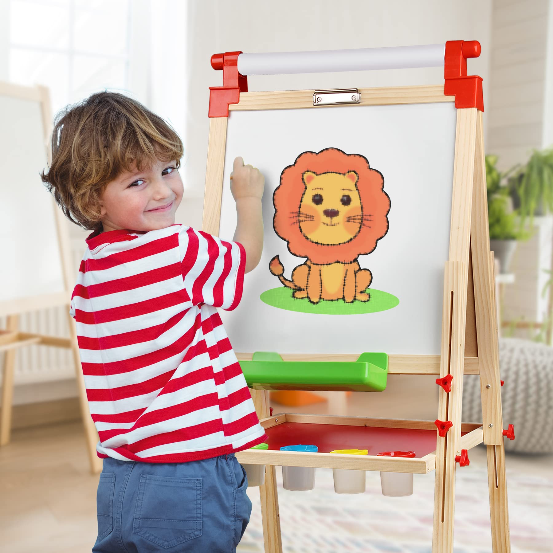 Kids Wooden Art Easel with Paper Roll