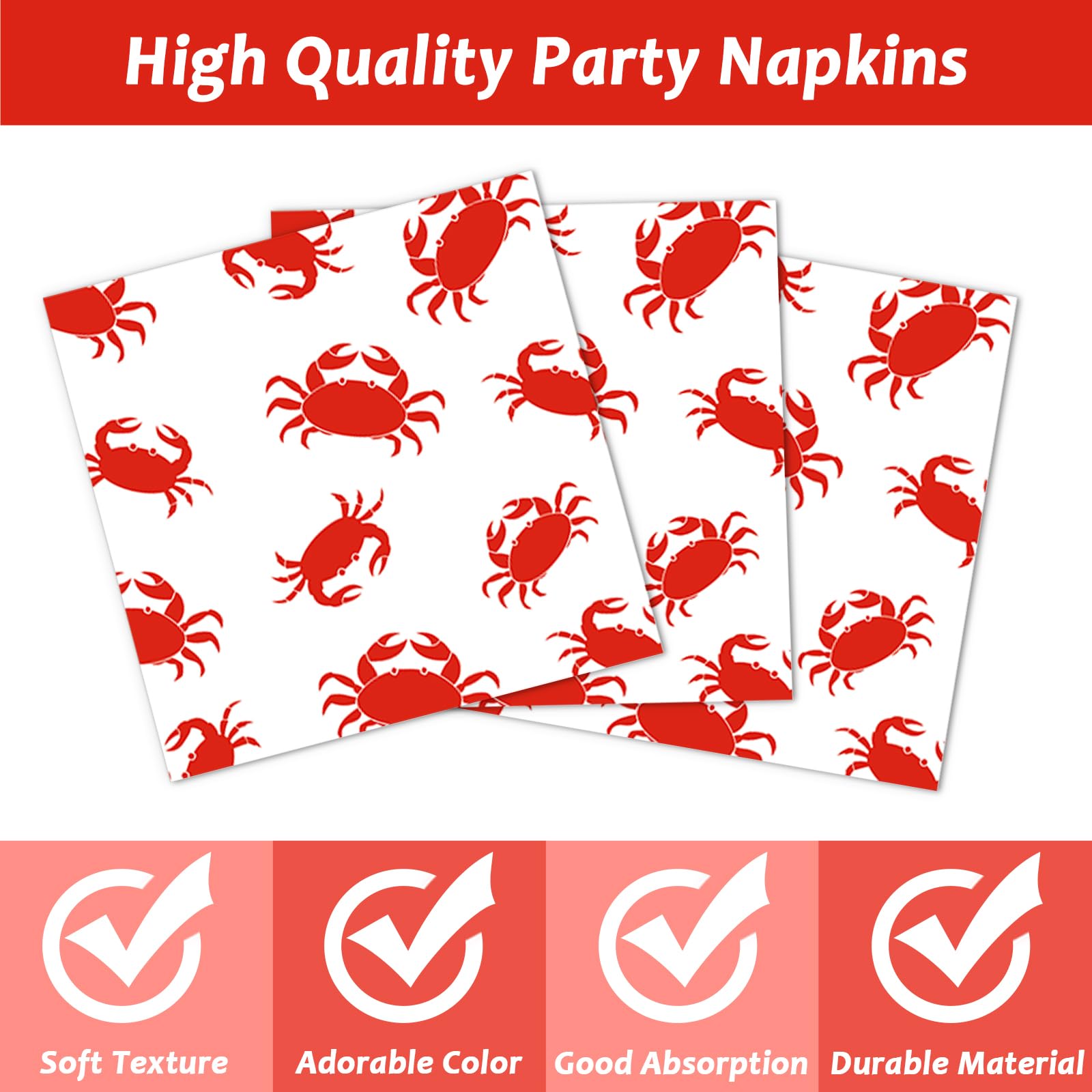 Crab Party Decoration Set - Paper Plate Napkin Fork Set