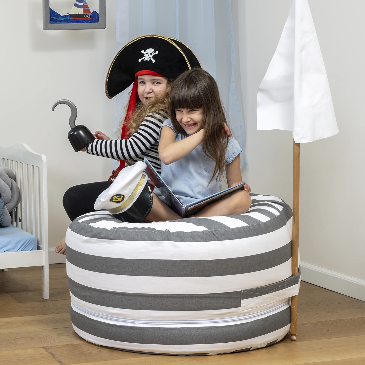 Sizes in 1 Stuffed Animal Storage Bean Bag Chair Cover for Kids