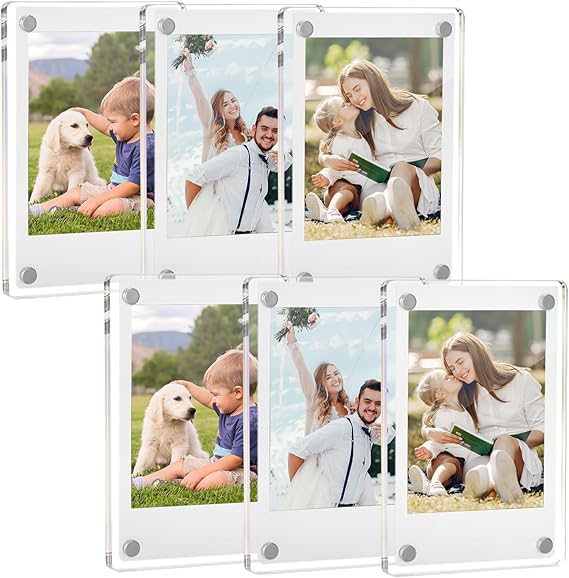 Acrylic Fridge Magnetic Picture Frames 6 Pack, 2.4 x 3.5 In Magnet Photo Frames