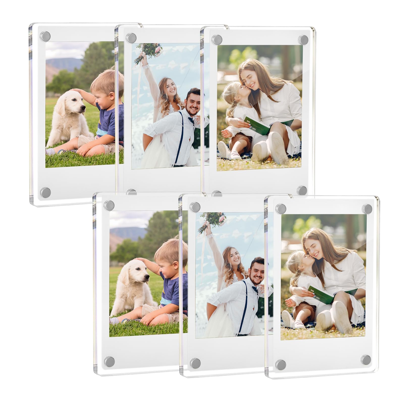 Acrylic Fridge Magnetic Picture Frames 6 Pack, 2.4 x 3.5 In Magnet Photo Frames