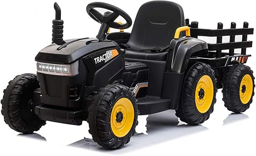 Kids Electric Ride On Toy Tractor, 12v Battery-Powered 4 Wheels Ride On Car