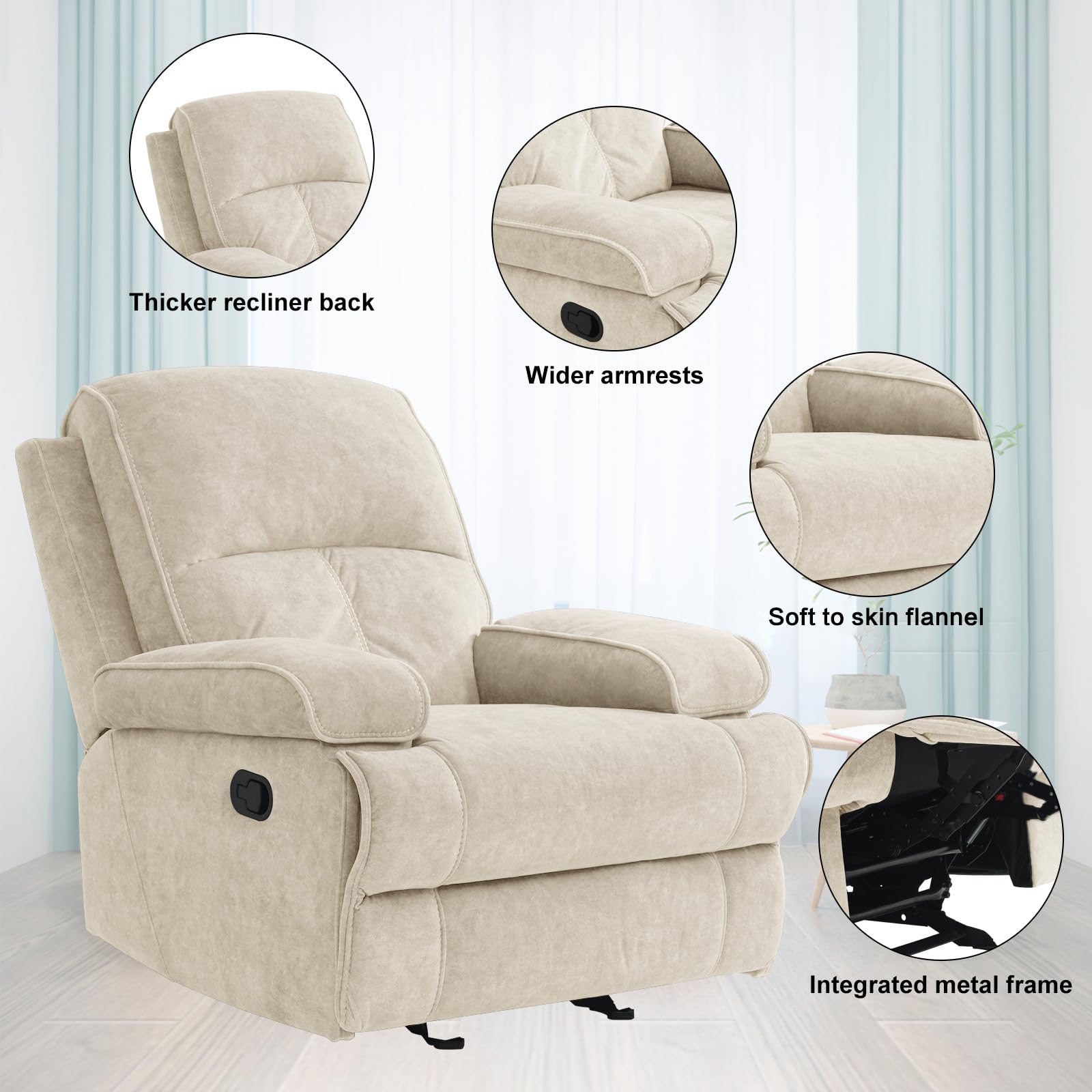 Upholstered Recliner Glider Chair with High Back