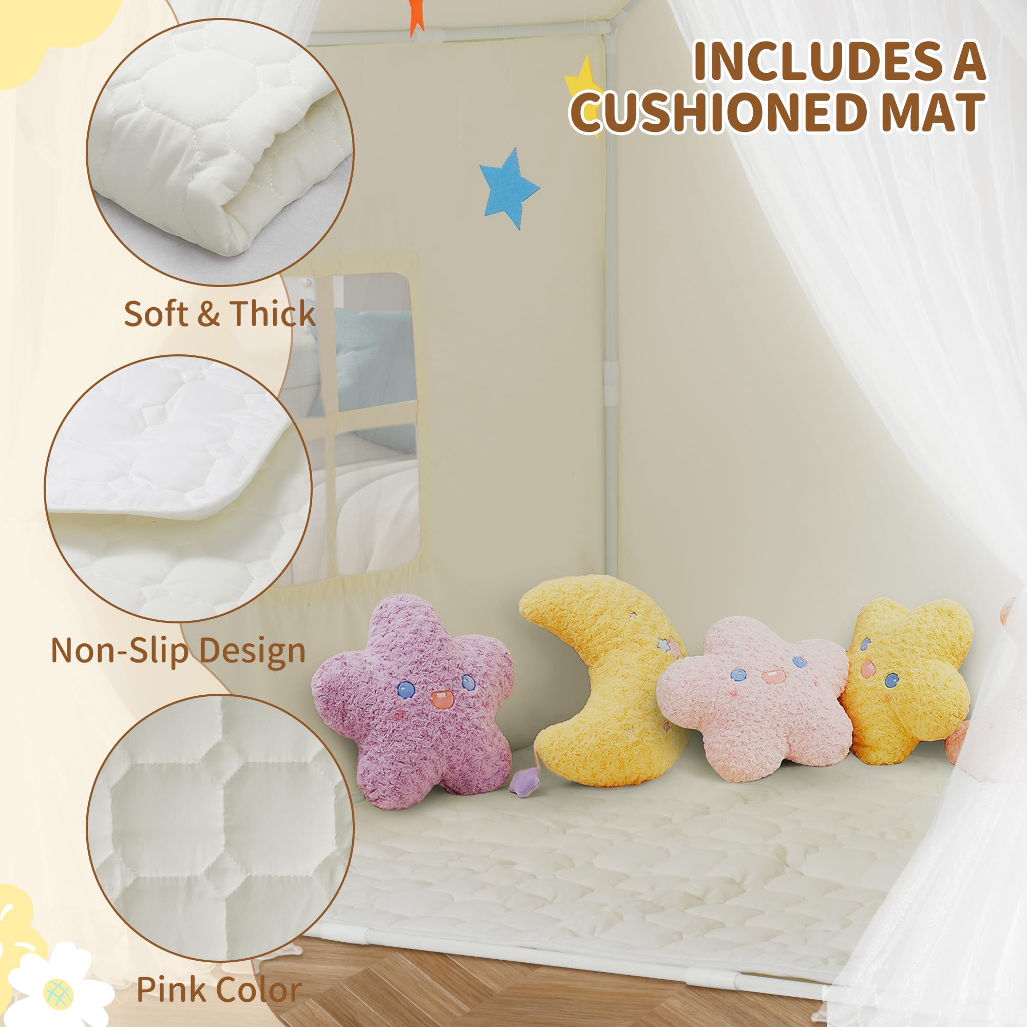 Princess Castle Play Tent with Mat and Star Lights