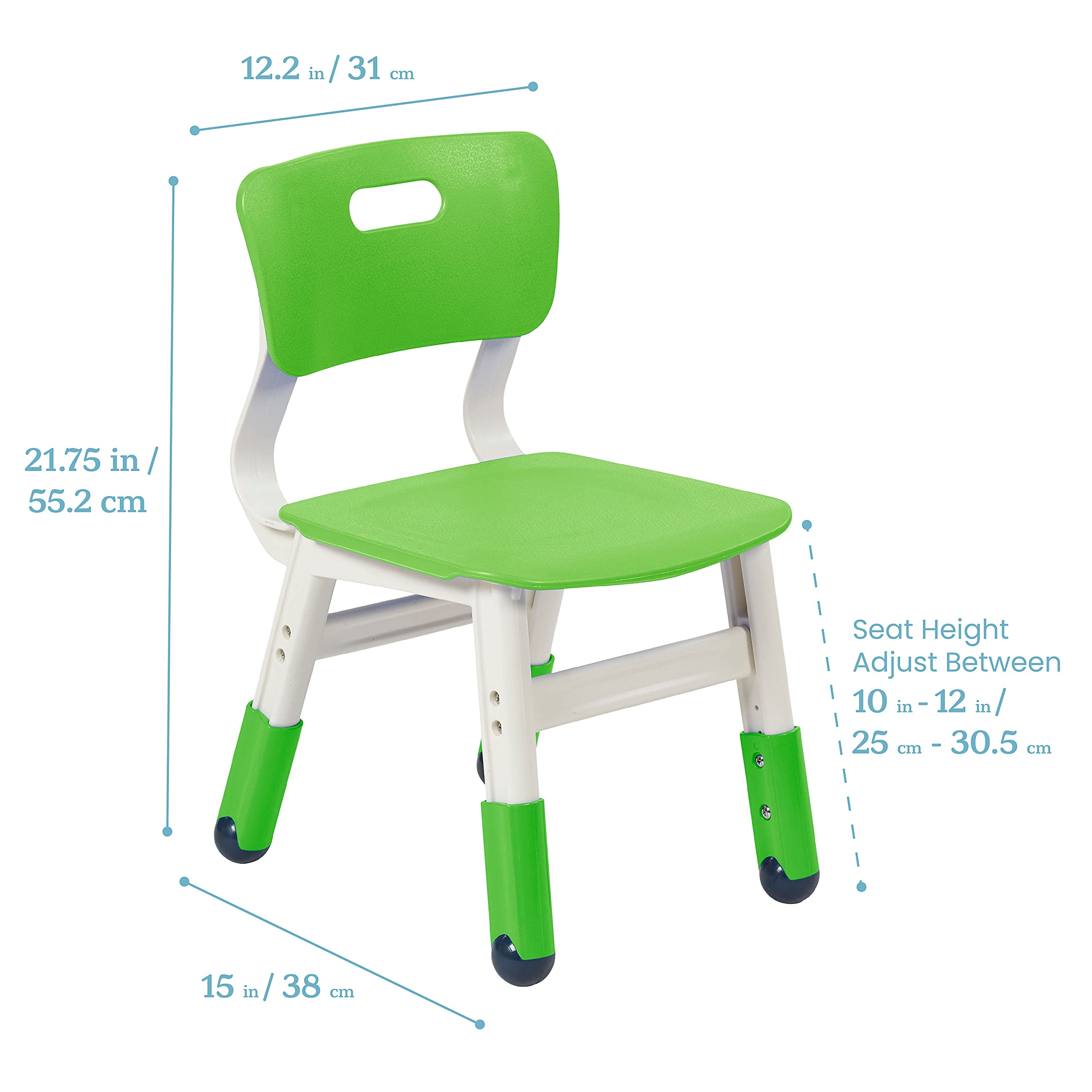 Classroom Adjustable Chair, Flexible Seating, Grassy Green, 2-Pack
