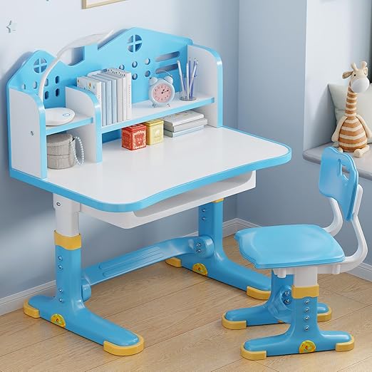 Kids Desk and Chair Set, Height Adjustable Child's School Study