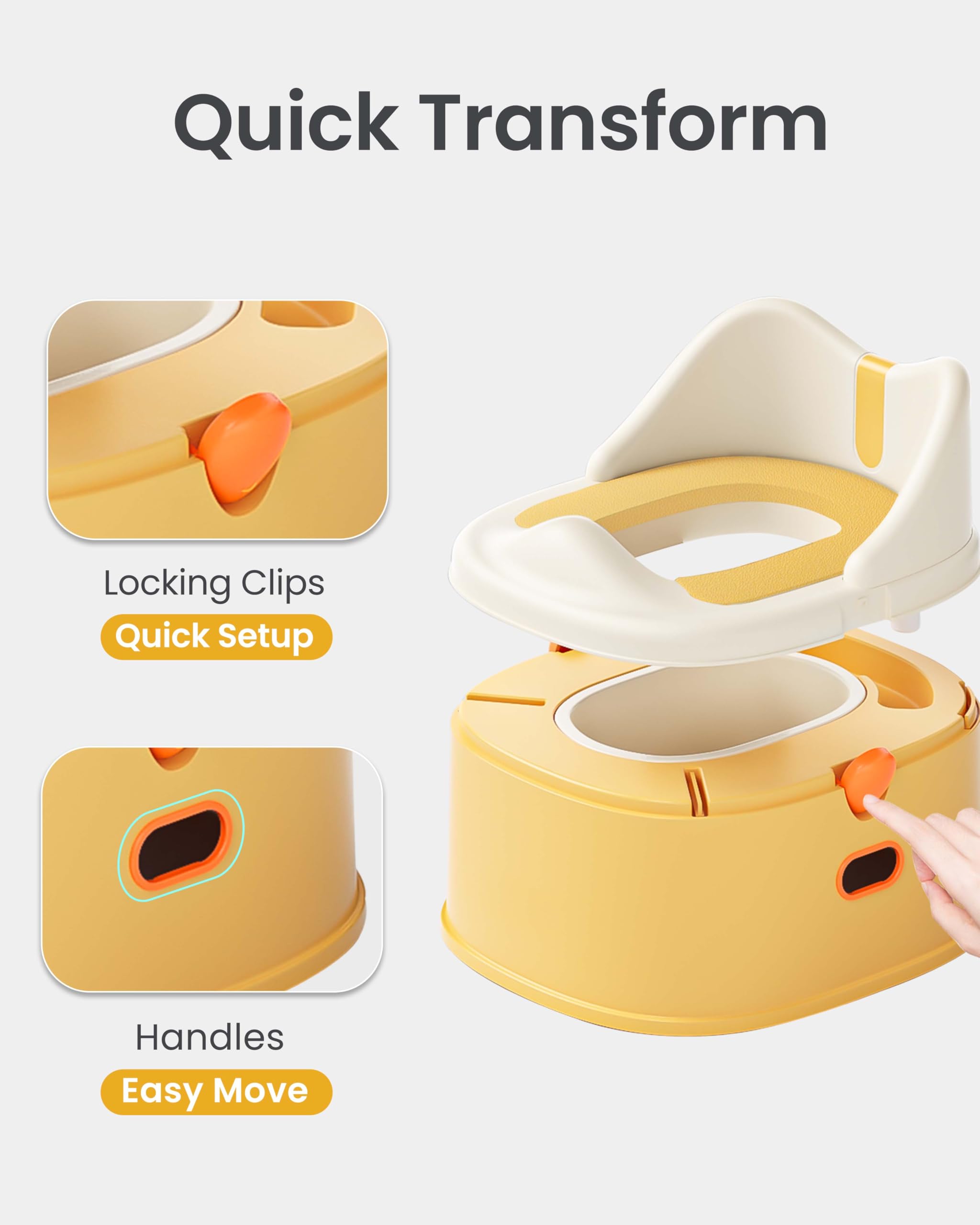 3-in-1 Toddler Potty Training Toilet for Boys and Girls with Soft Cushion Multi-use Baby Potty Chair for Toddlers 1-3 Training Potty Seat Toddler Toilet Baby Potty Training Seat with Step Stool