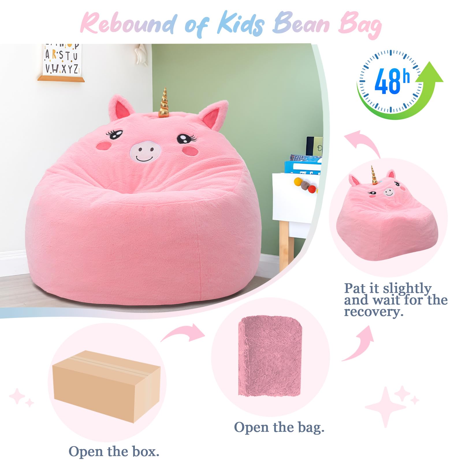 Unicorn Bean Bag Chair for Kids