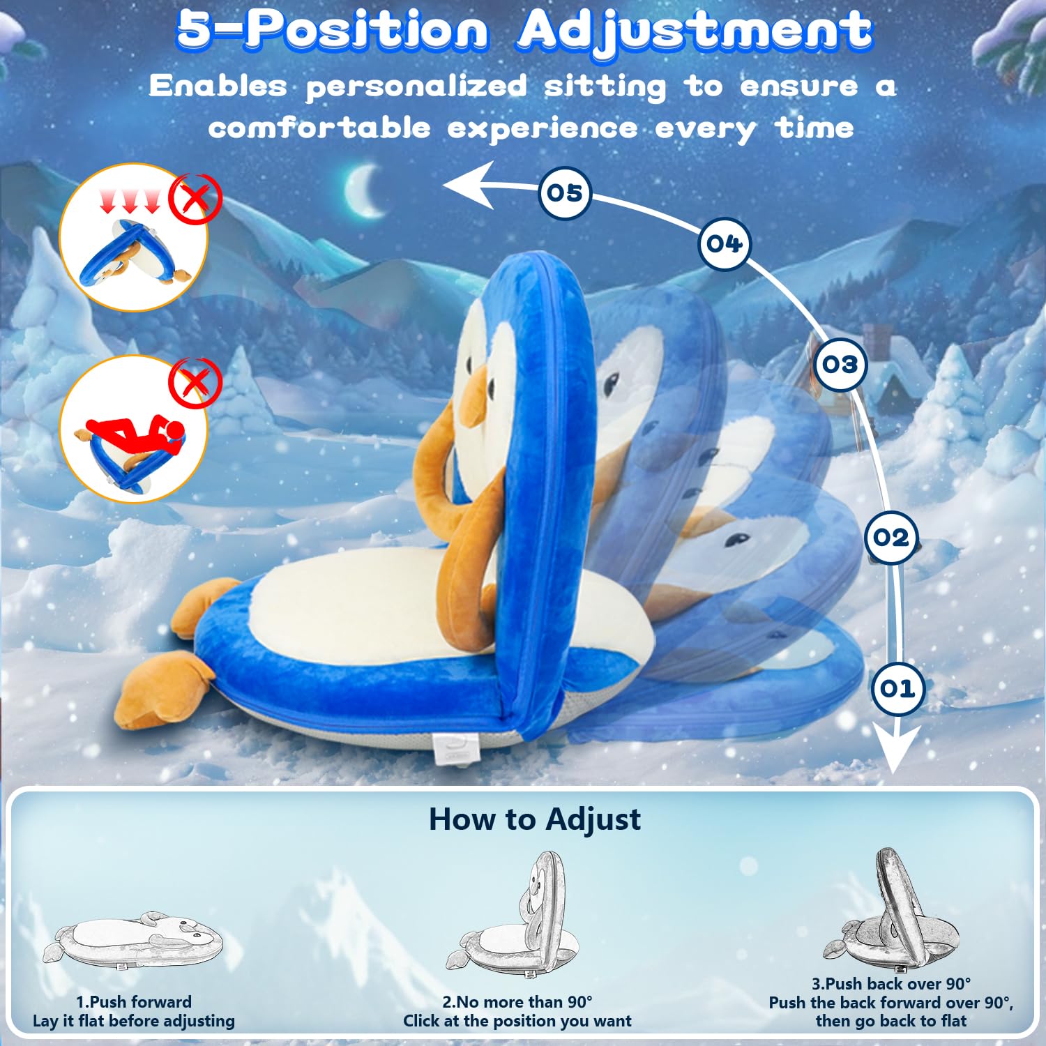 Penguin Floor Chair Kids Adjustable Back Support