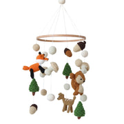 Woodland Mobile for Crib Forest Baby Crib Mobile for Boys Girls Crocheted Animals