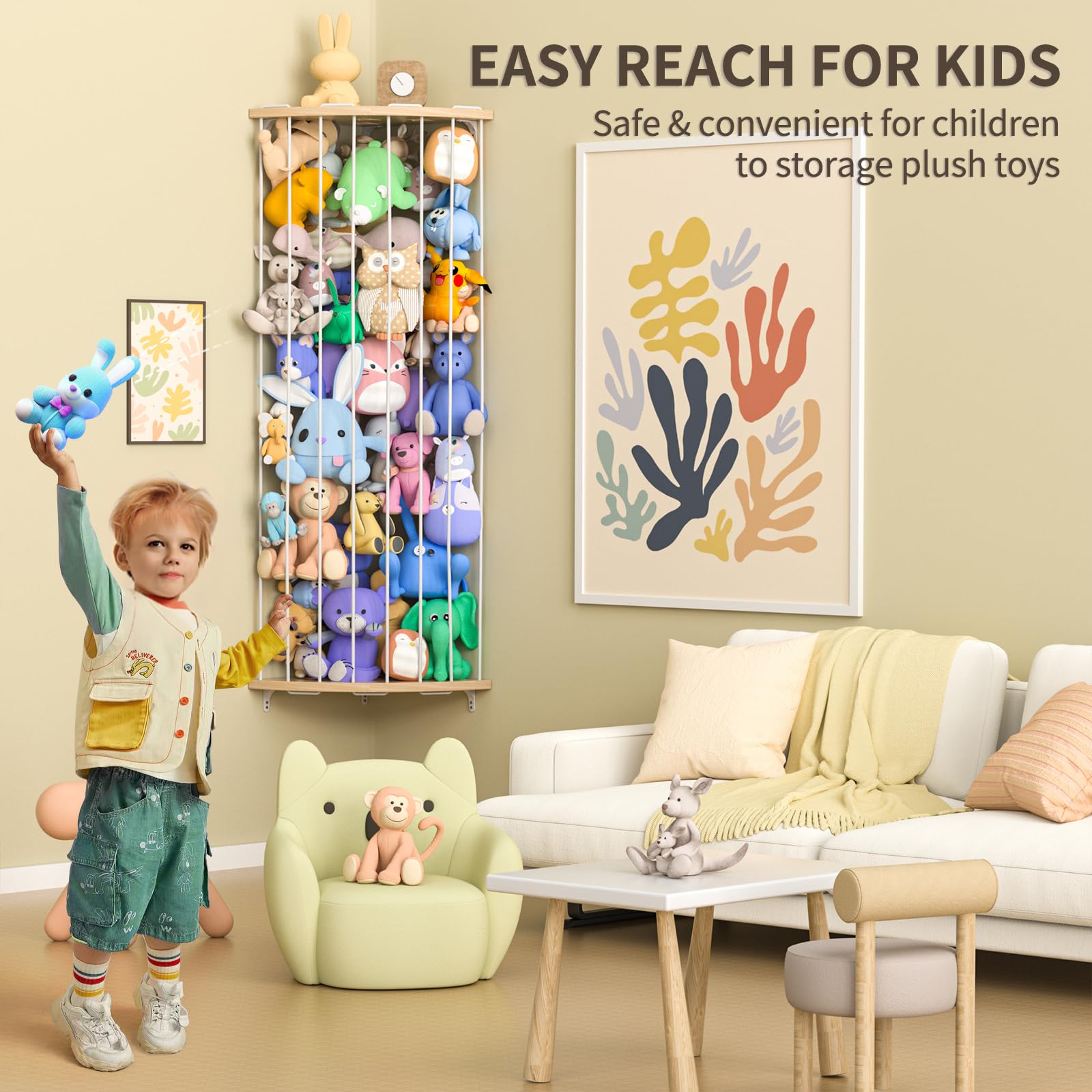 Corner Stuffed Animal Storage Organizer with Star Pattern