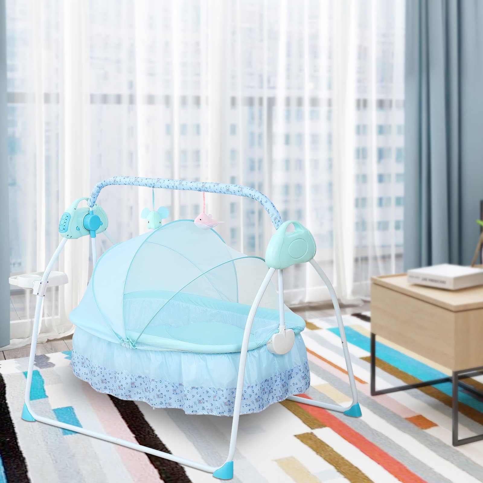 Electric Baby Crib Cradle, 0-18 MonthsInfant Bed Auto Swing with Music