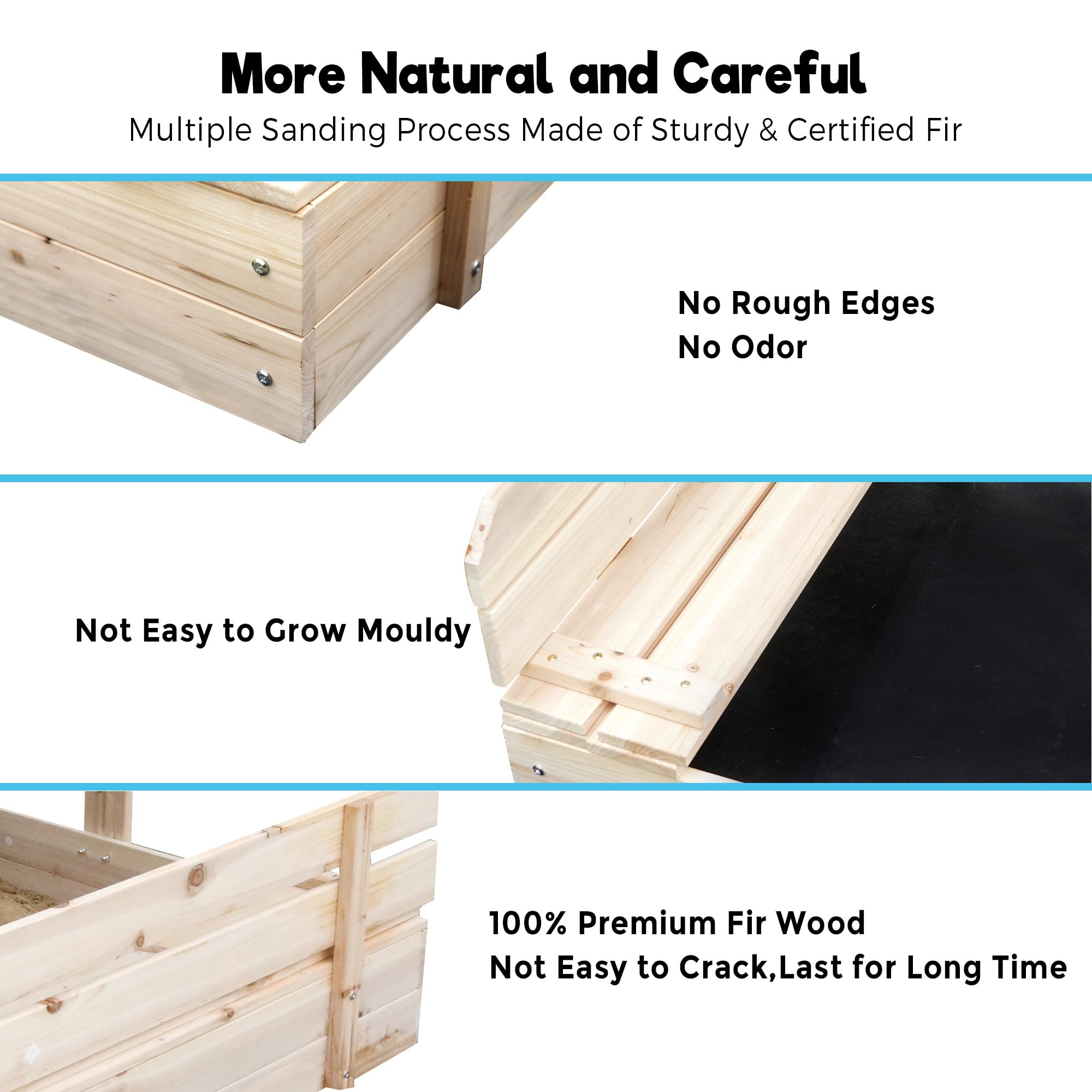 Wooden Sandbox with Retractable Canopy