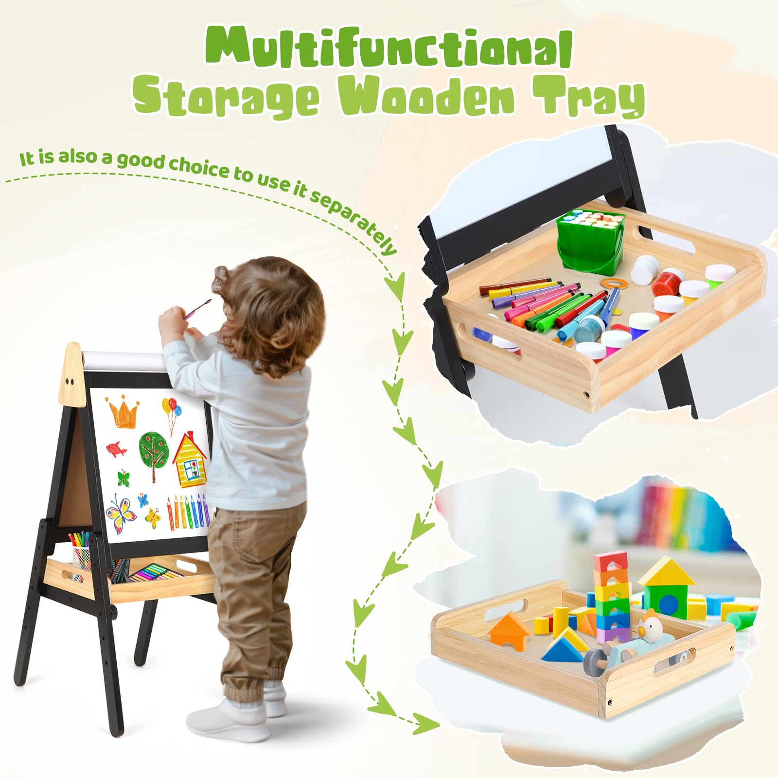 Double Sided Kids Art Easel with Adjustable Height