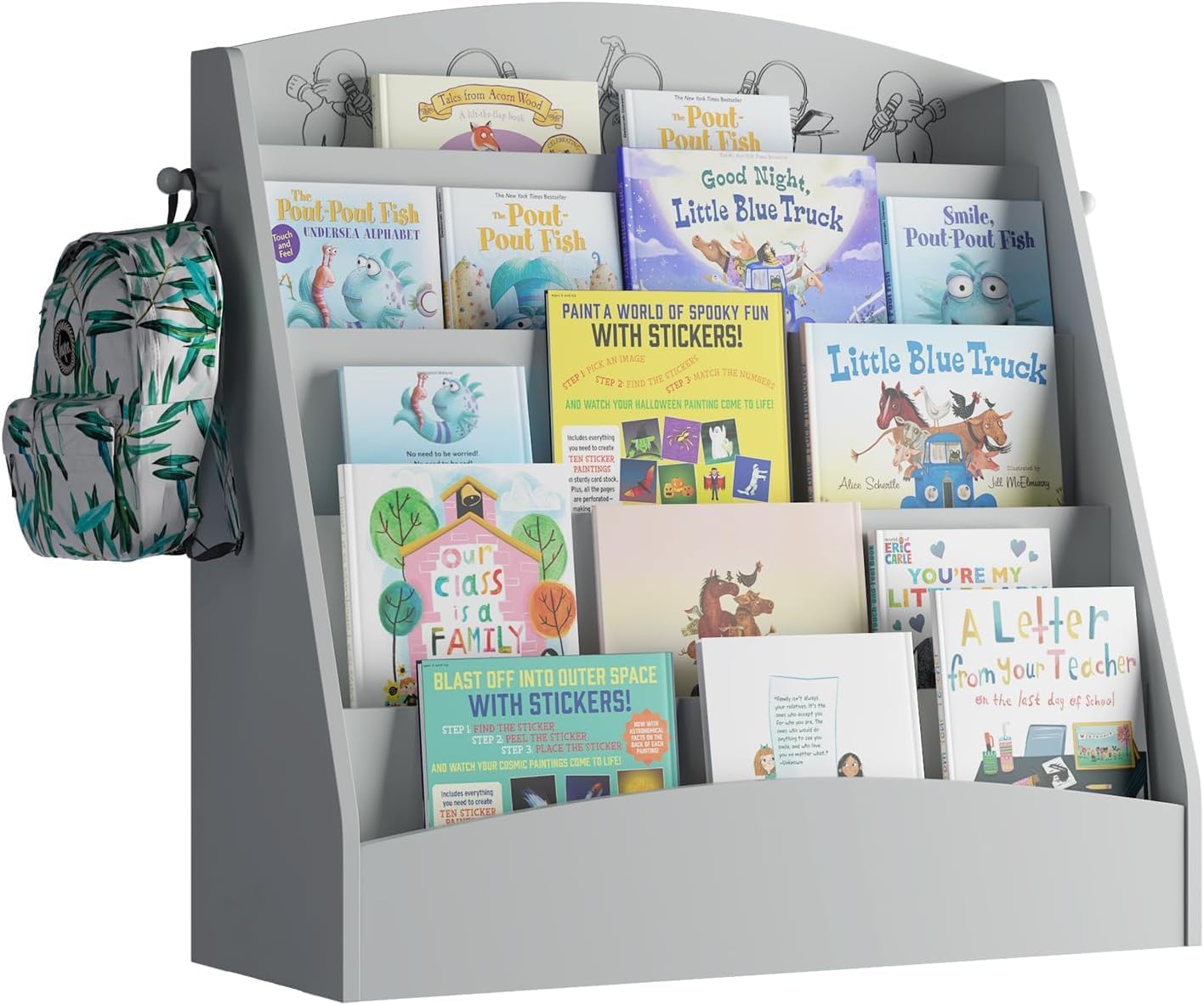 5-Tier Kids Bookshelf Montessori Toddler Book Rack
