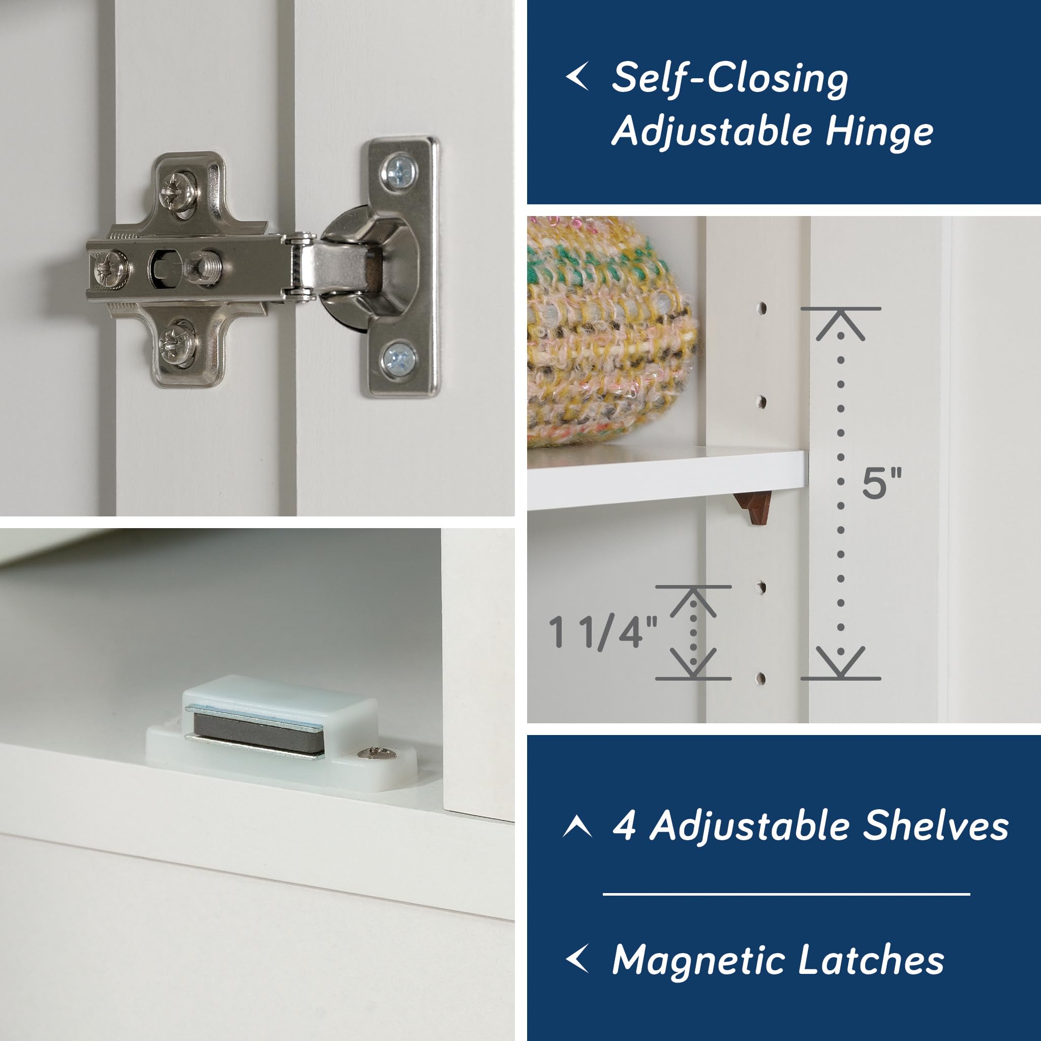 Double Door Storage Cabinet with Adjustable Shelves