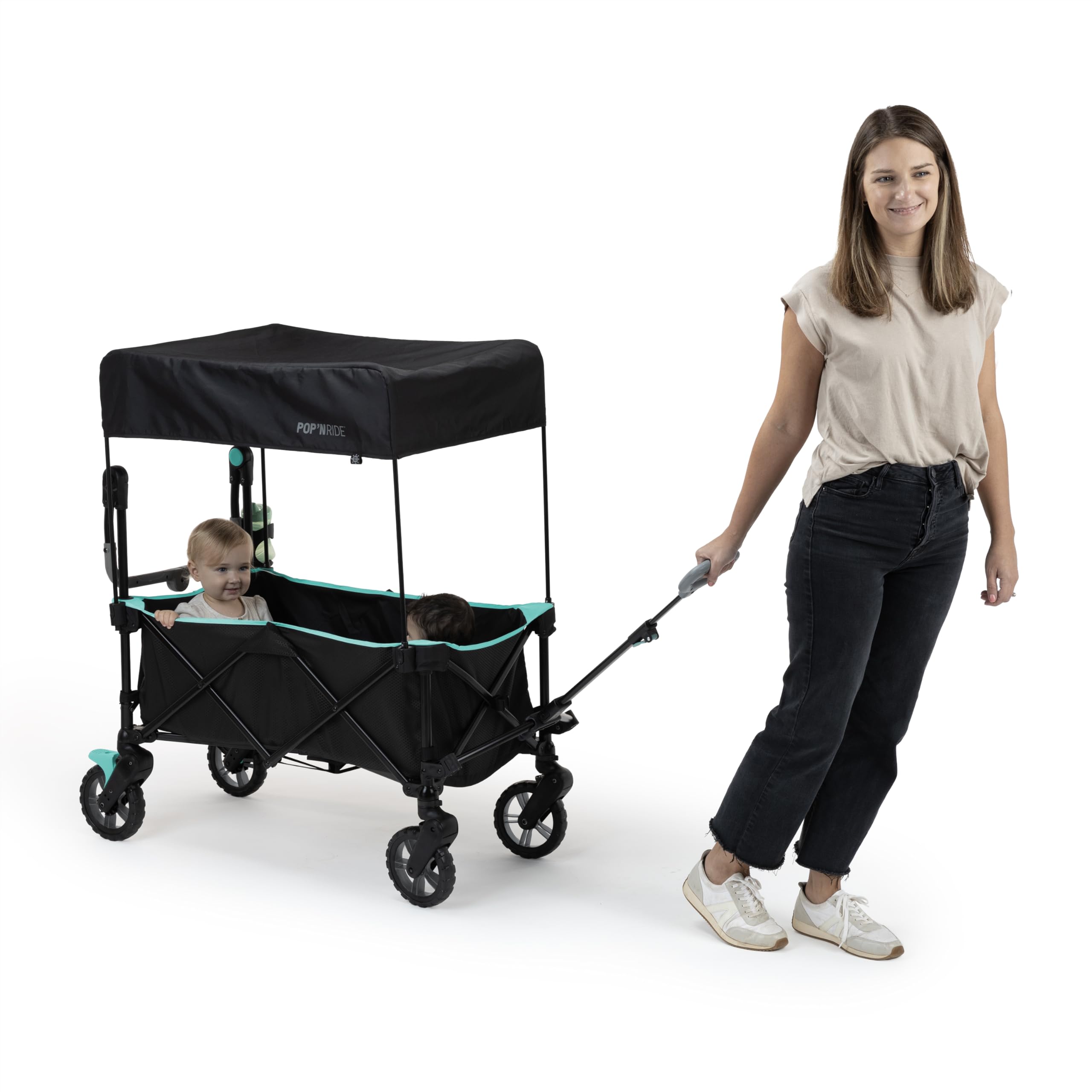 Ingenuity Pop 'N Ride Lightweight Stroller Wagon - Face-to-Face Seats for 2