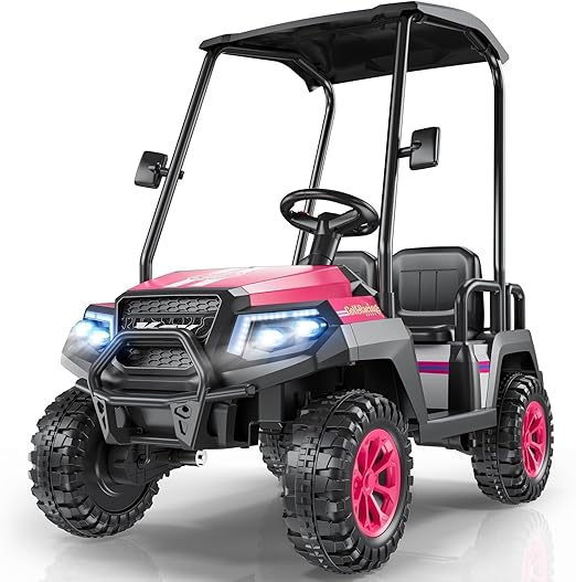 R9 24V Kids Golf Cart, 4 Seats, 4WD Kids Electric Car w/Remote Control