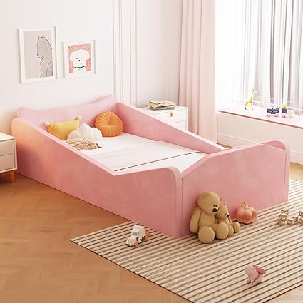 Toddler Bed, Floor Bed with Safety Guadrail