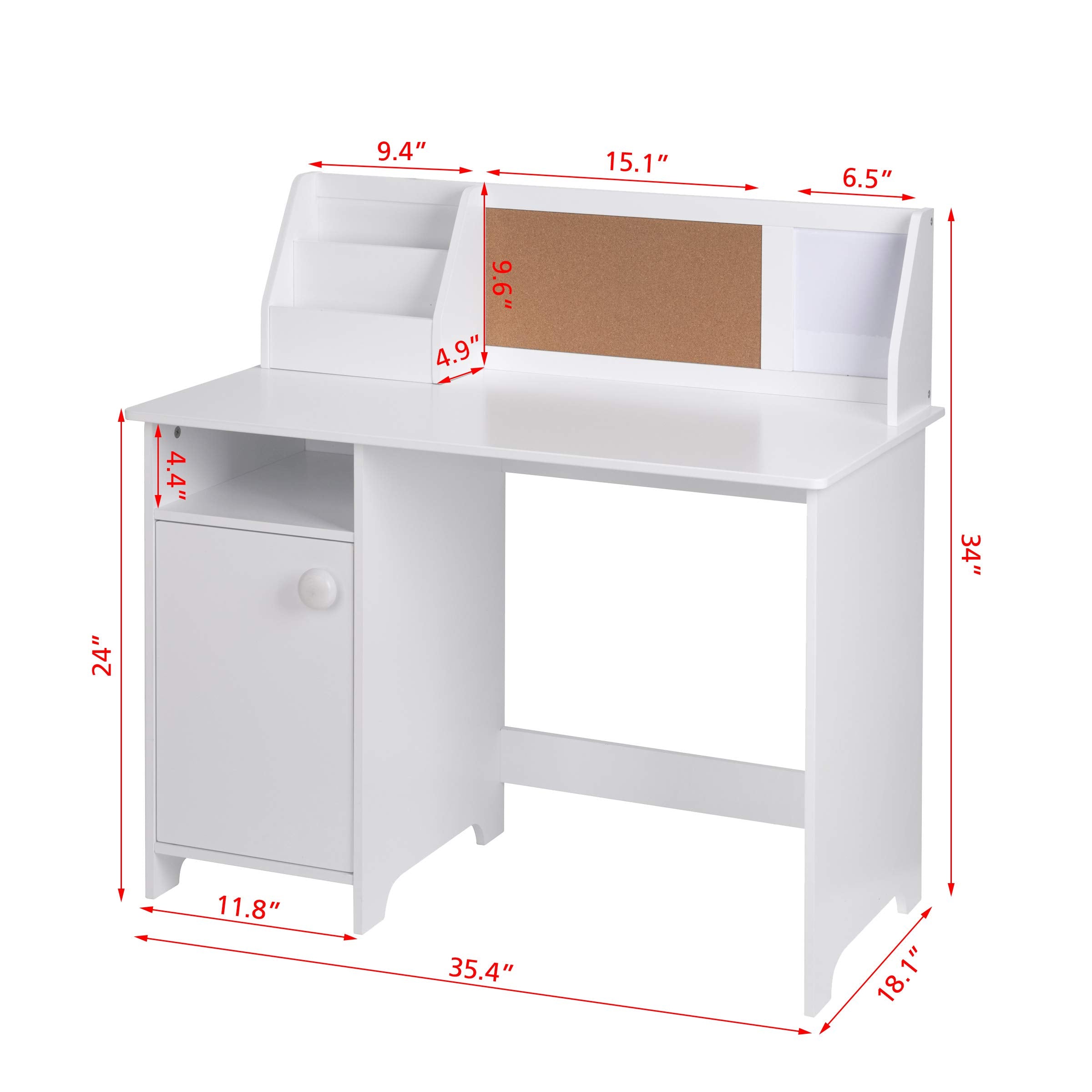 Kids Study Desk with Storage and Hutch