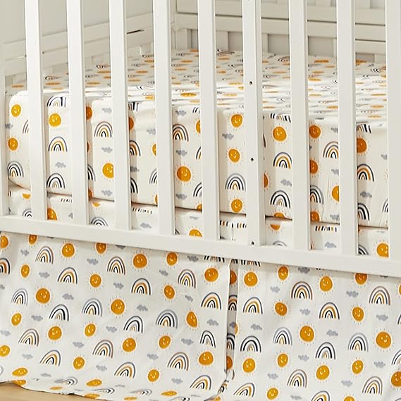 Boho Bohemian Girl Baby Nursery Crib Bed Skirt Dust Ruffle - Neutral Solid Color Beige