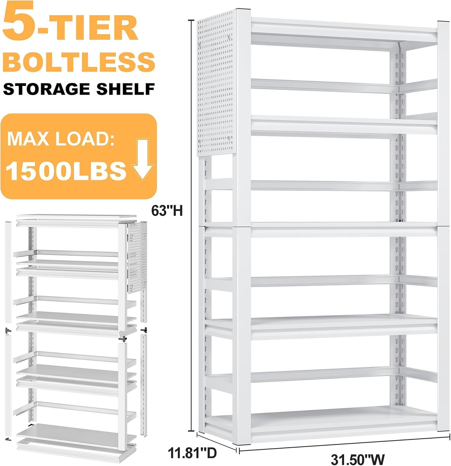 5 Tier Adjustable Metal Shelving Unit