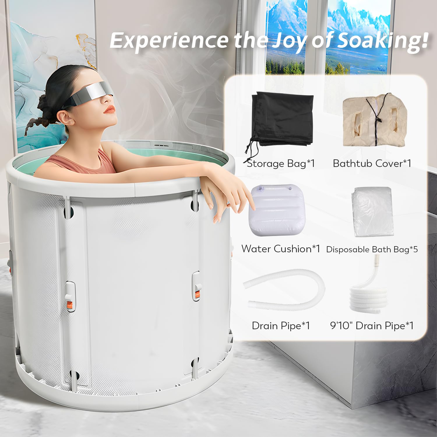 Portable Folding Bathtub with Thermal Cover