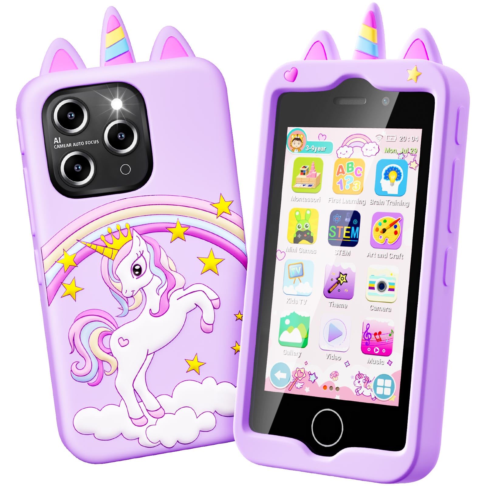 , 4.0" Touchscreen Learning Music Puzzle-Games Toddler Phone