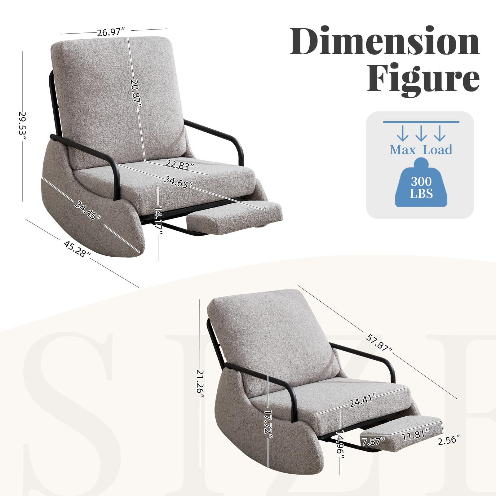 Teddy Upholstered Nursery Rocking Chair with High Backrest