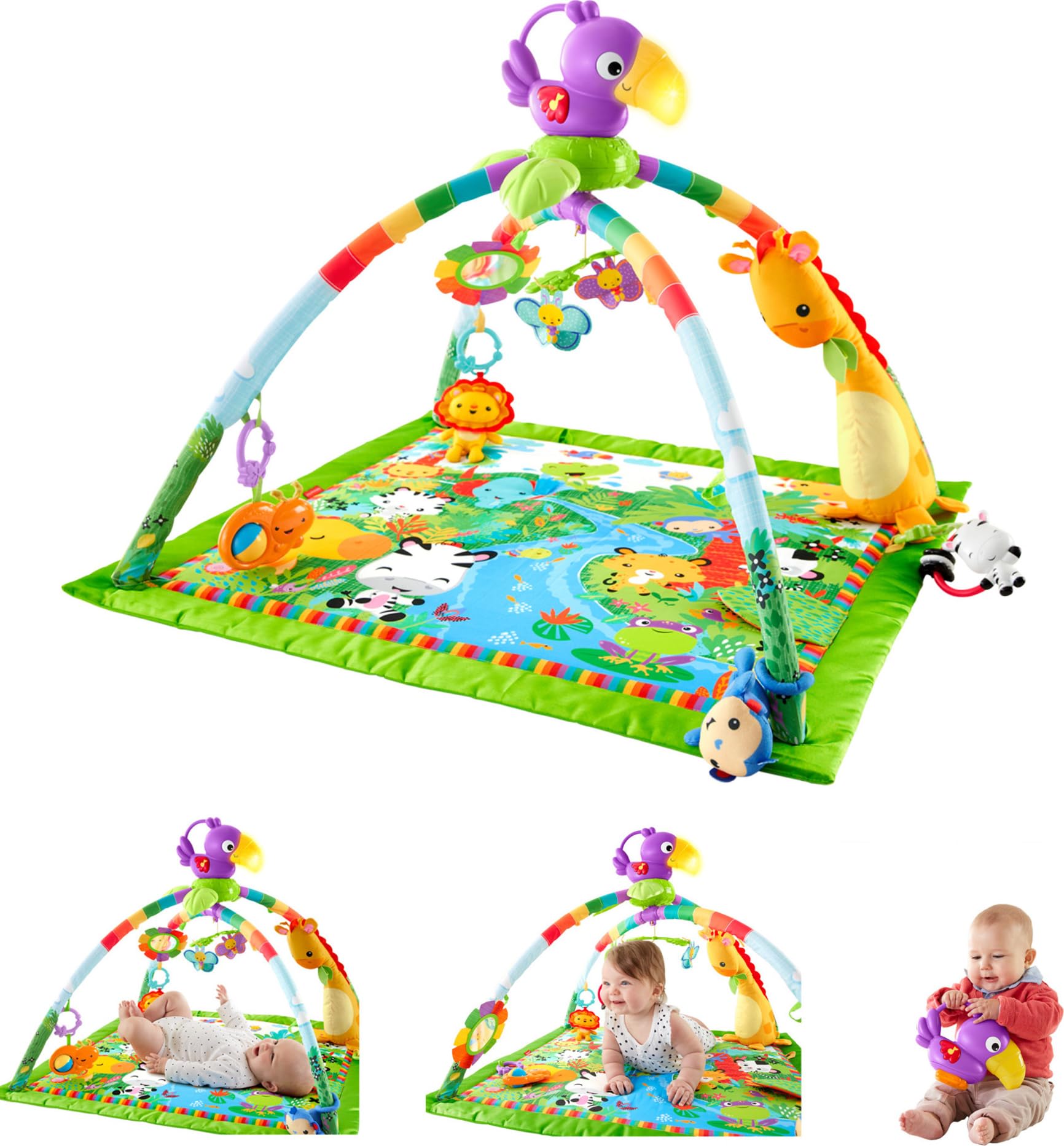 Playmat Rainforest Music & Lights Deluxe Gym with 10+ Activities & Toys