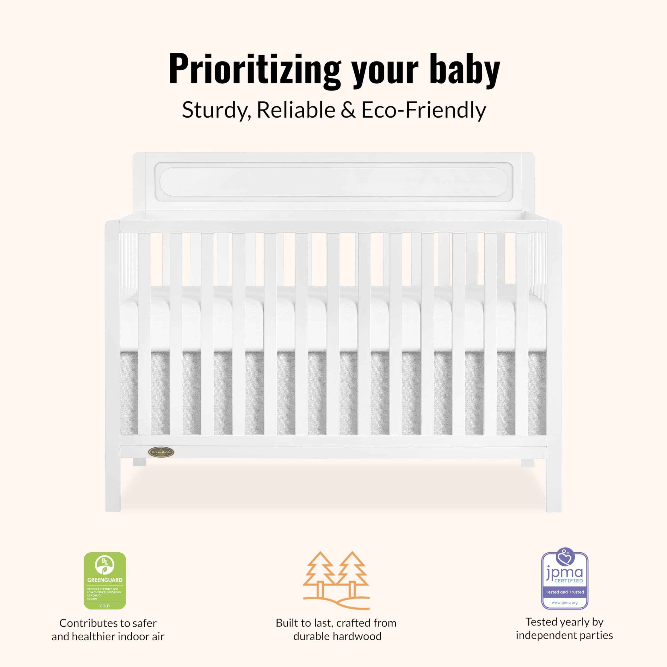 5-in-1 Convertible Baby Crib White