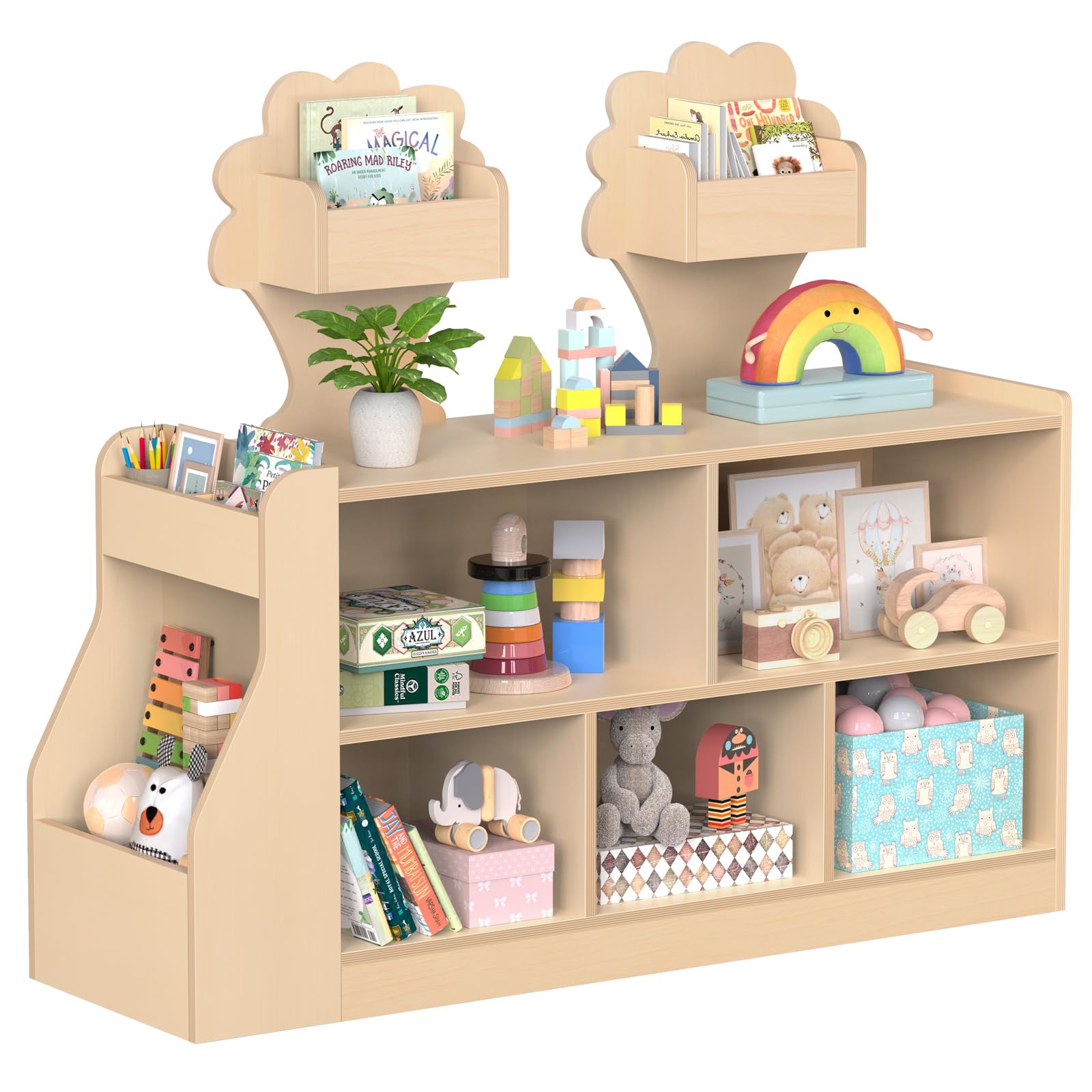Montessori Toy Storage Shelf, Wooden Montessori Bookshelf