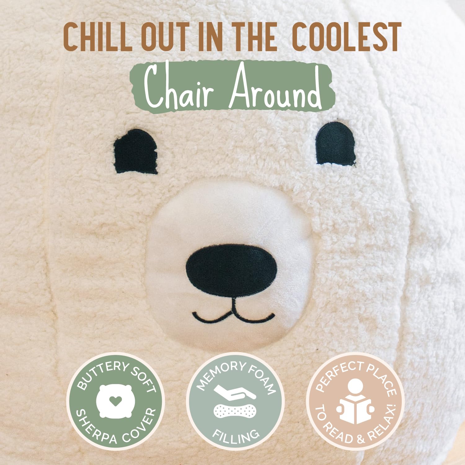 Sherpa Memory Foam Bean Bag Chair for Kids