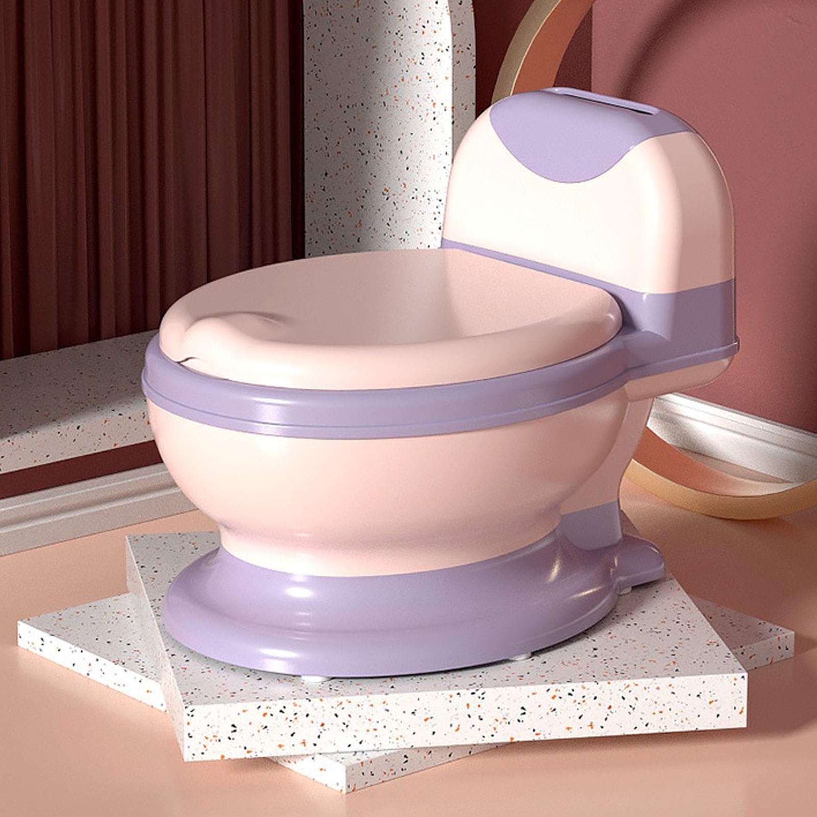 Baby Toilet, Baby Potty, Potty Training Toilet, Emulational Large Size Universal Detachable Removable Potty Pot Toddler Potty Chair for Toddler Infant Baby Kids(Pink Purple)