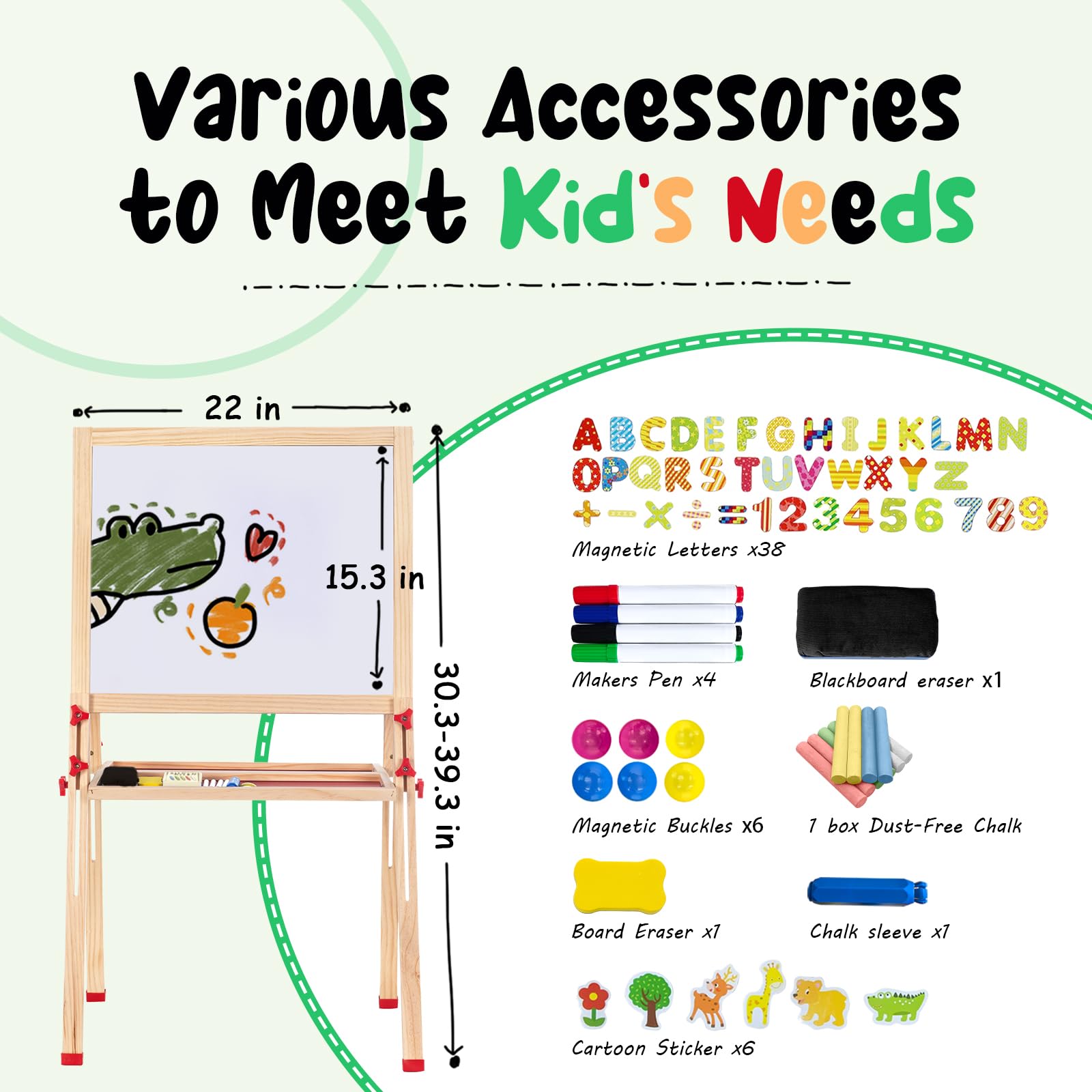 Double-Sided Kids Art Easel with Adjustable Height