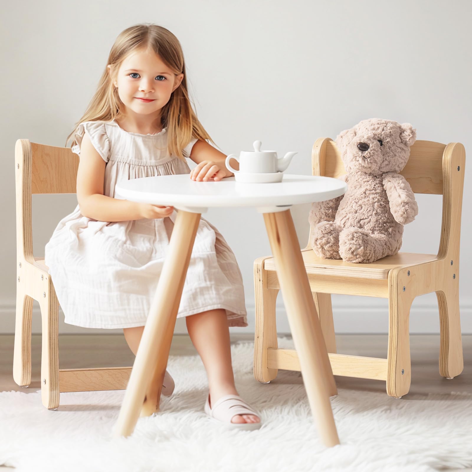 Kids Wooden Chairs, 2-PCS Toddler Chairs for Table for Playroom