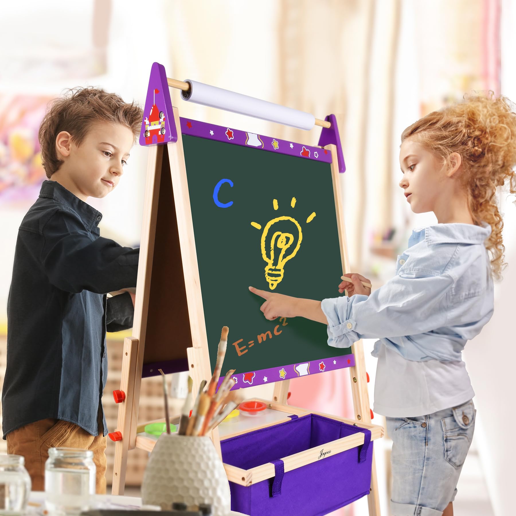 Art Easel for Kids Easel for Toddlers,Adjustable Standing Wooden Toddler Easels Kid