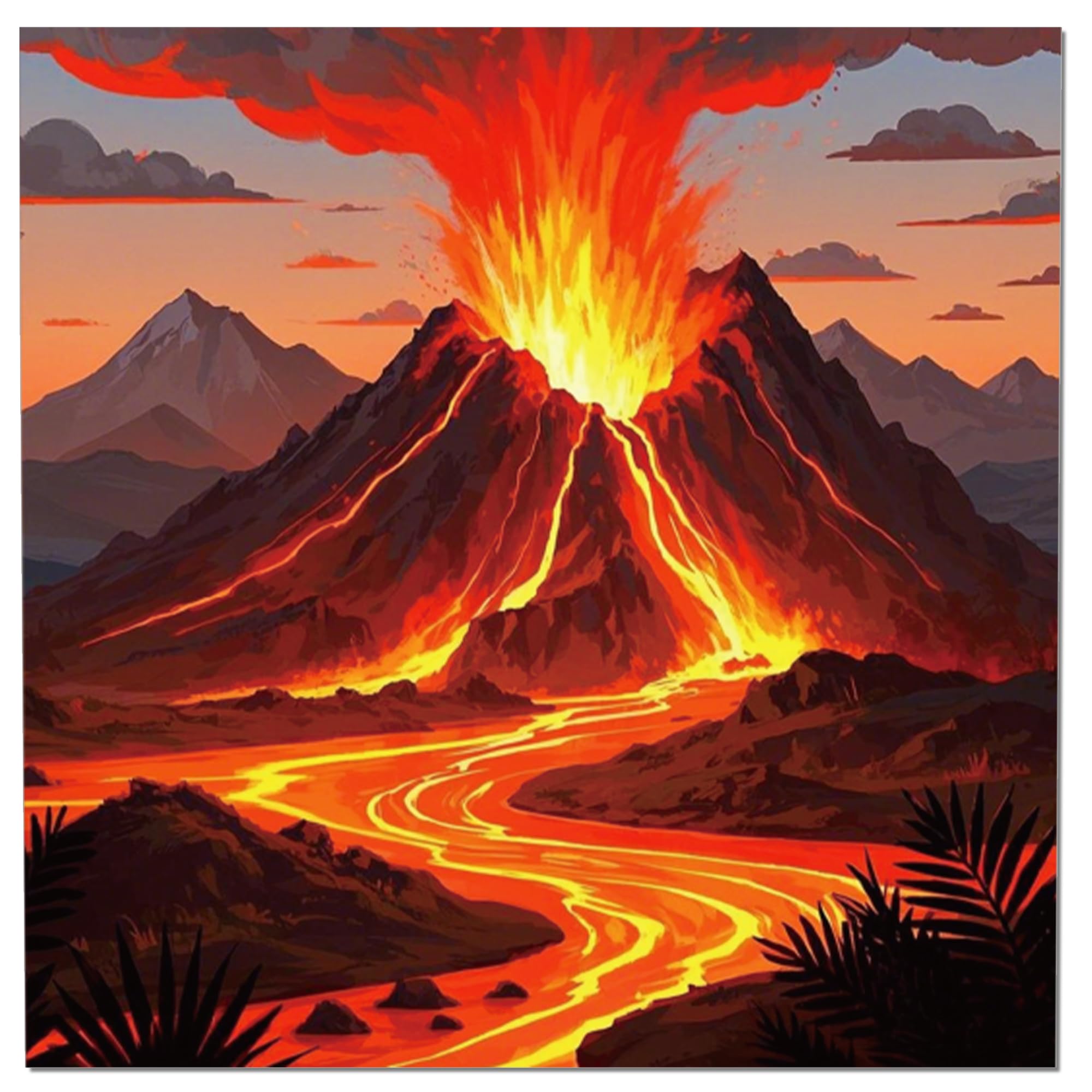 Volcano Birthday Paper Plates Napkins Fire Flame Disposable Tableware Set Party Supplies