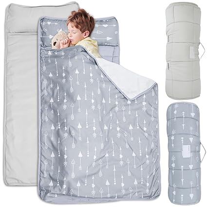 Toddler Nap Mat with Fleece Blanket, Extra Large Kids Sleeping Bag