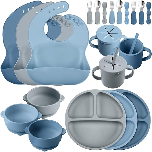 24 Pack Silicone Baby Feeding Set Baby Led Weaning Supplies Includes