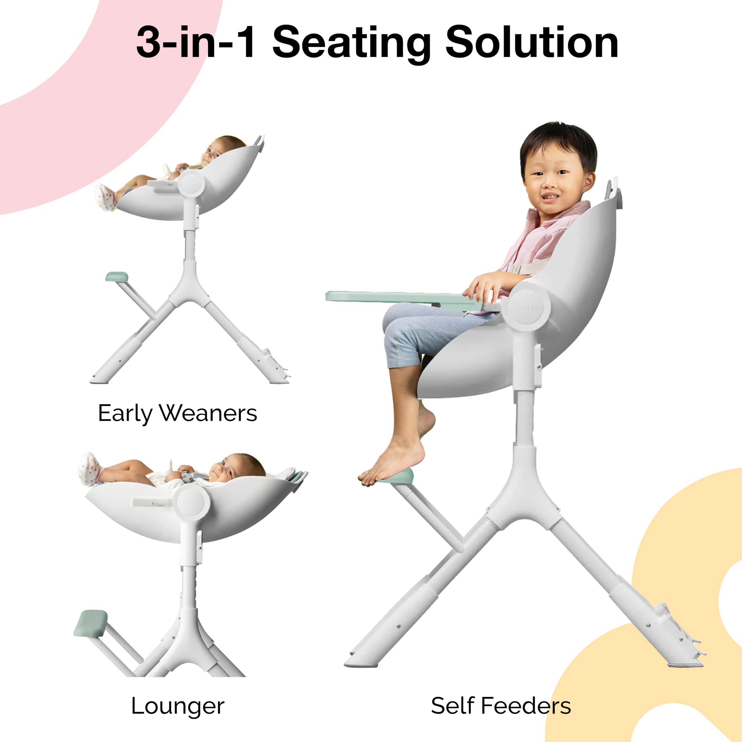 2-in-1 Convertible High Chair with Lounger for Newborn to Toddler