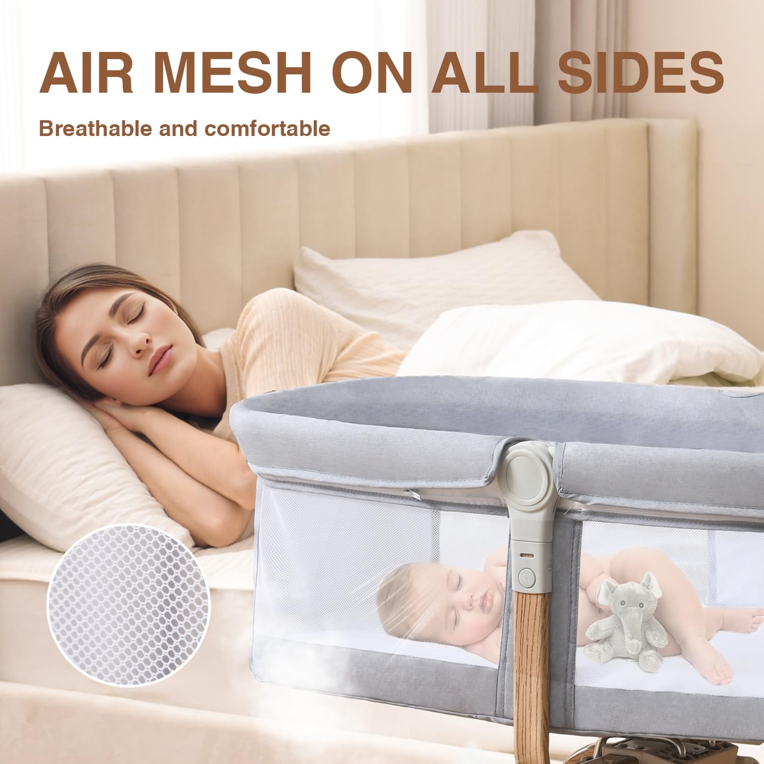 Portable Travel Bassinet with Breathable Mesh and Adjustable Angle