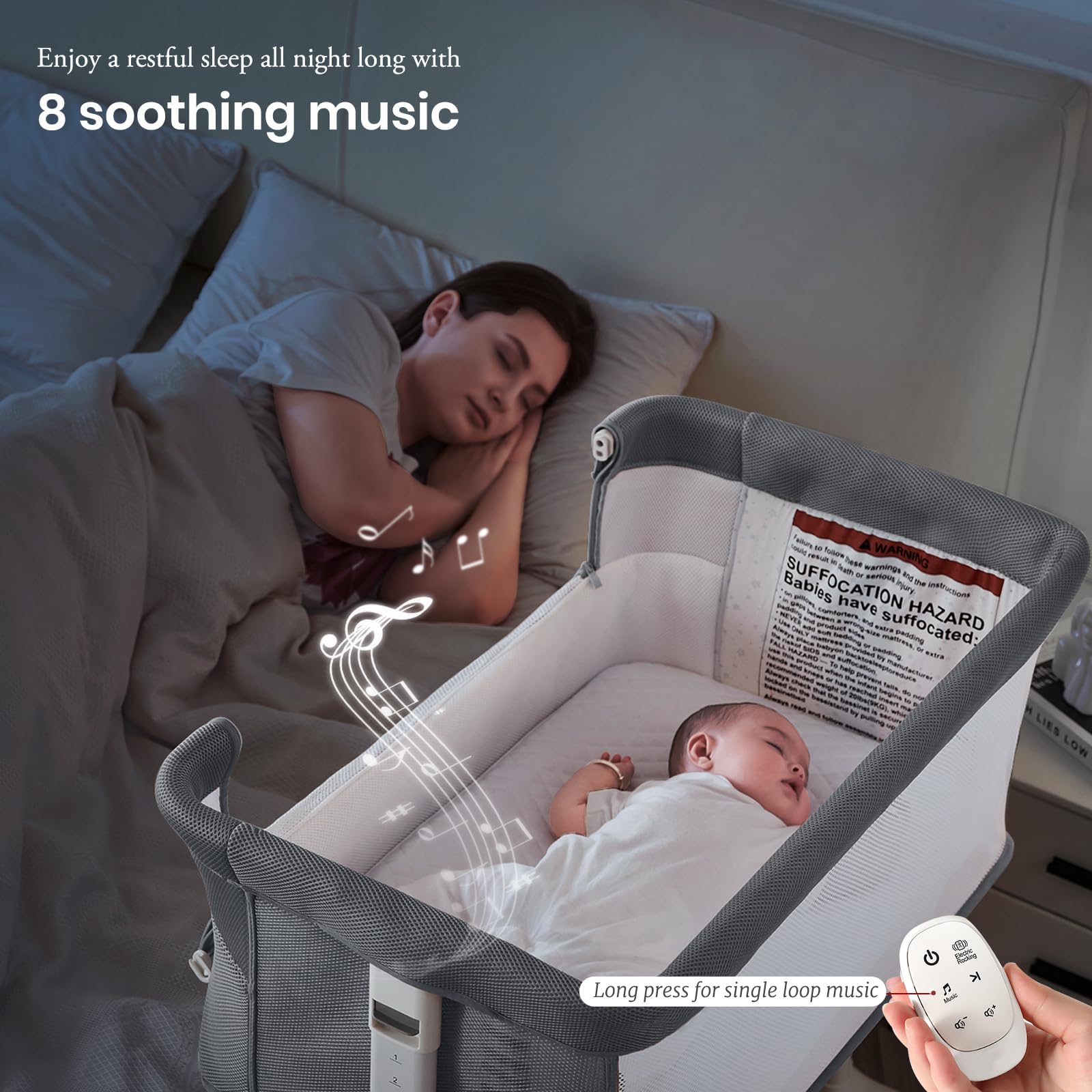 Electric Rocking Bassinet with Bedside Sleeper