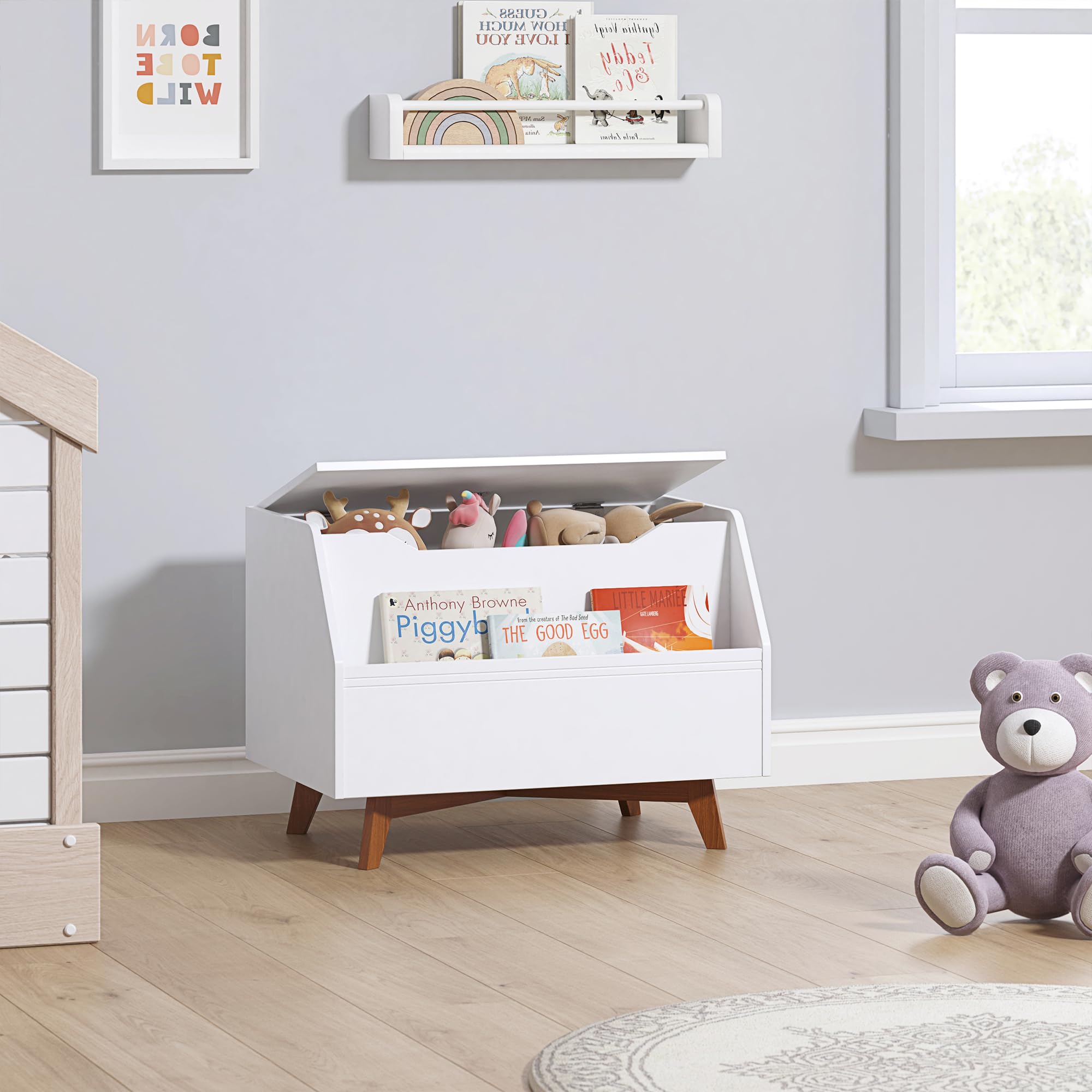 Kids Toy Box, Wooden Toy Chest, Kids Storage Organizer Bench