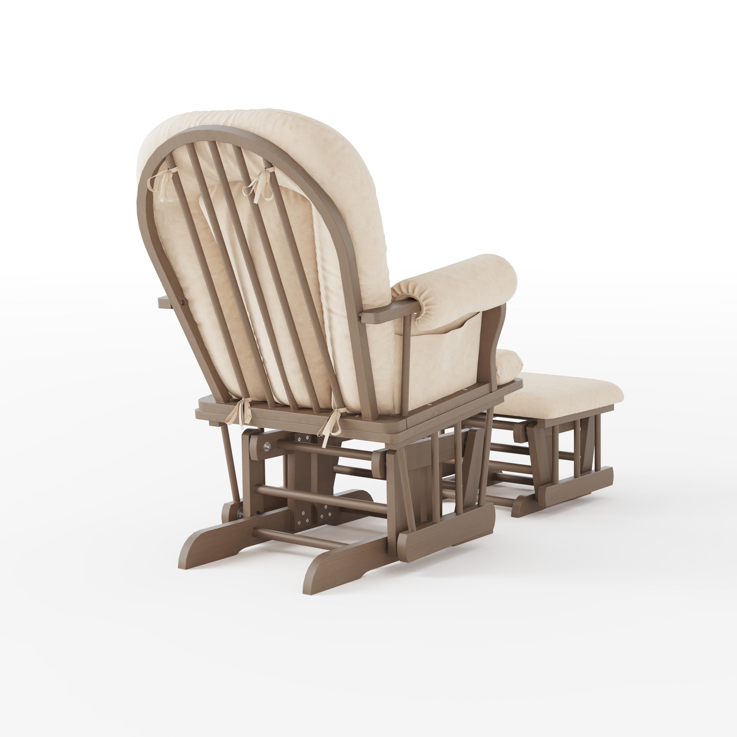 Glider Rocker and Ottoman Set, Padded Cushion with Convenient Storage